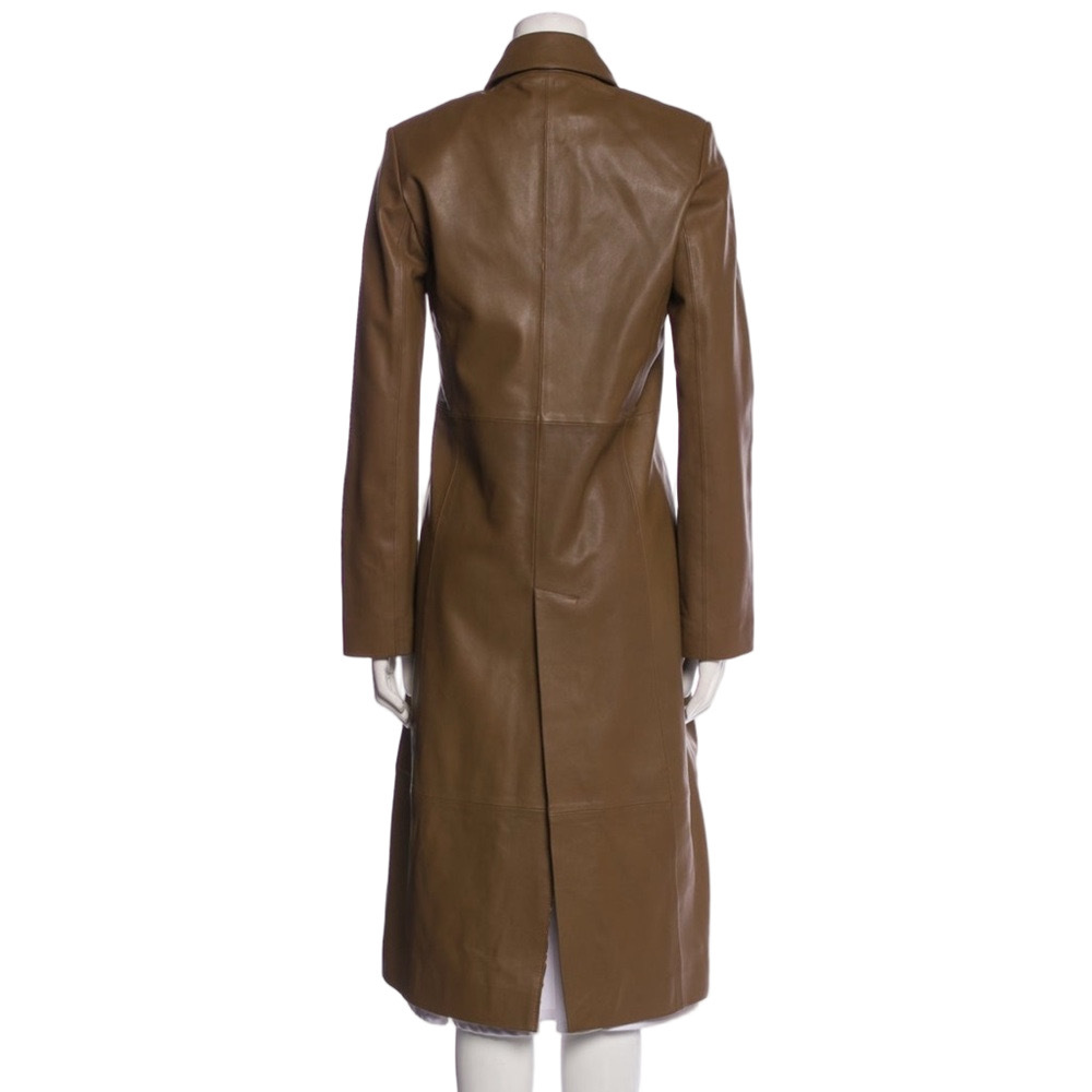 NWOT Nour Hammour Brown Leather Long Coat - XS equivalent - Picture 9 of 9